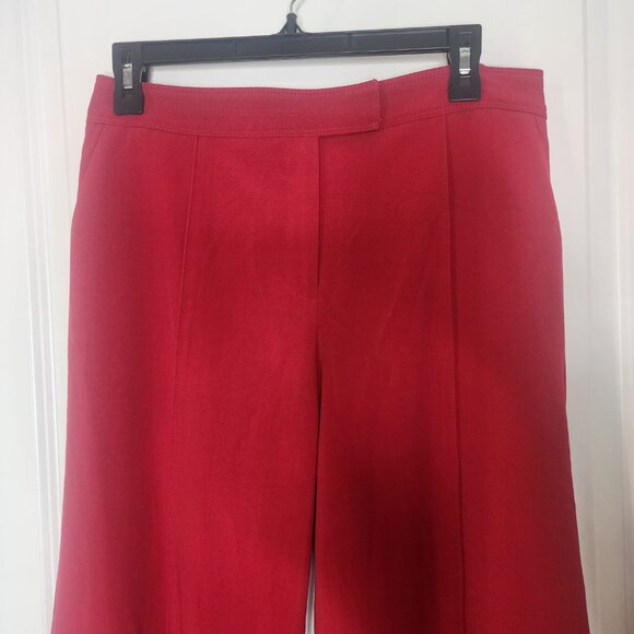 Moda international Red high waisted paper bag flare wide leg dress pants size 10 - Picture 4 of 12